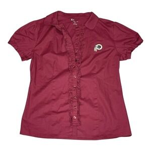 Vintage G III Apparel Washington Redskins Shirt Womens (M) NFL Ruffle Button